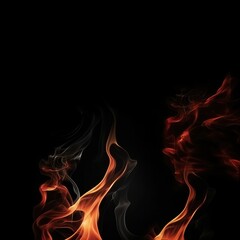 Fototapeta premium Flames on a distinct black background, Generative AI
