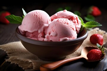 sweet, creamy  strawberry ice cream