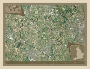 Hinckley and Bosworth, England - Great Britain. High-res satellite. Labelled points of cities