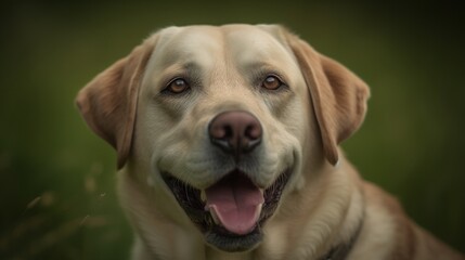 Lovable Labs - A portrait of a happy Labrador Retriever with a wagging tail and playful expression
