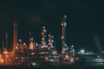 Around nightfall, the neon signs of the petrochemical sector light up the night sky. Generative AI
