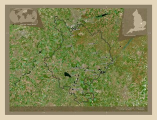 Huntingdonshire, England - Great Britain. High-res satellite. Labelled points of cities