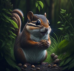 Cute chipmunk in the forest Eats 04
Created with a Generative Ai Technology
