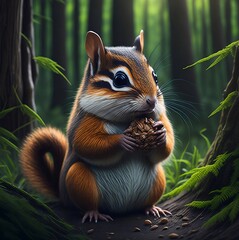 Cute chipmunk in the forest Eats 05
Created with a Generative Ai Technology