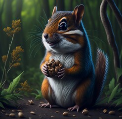 Cute chipmunk in the forest Eats 06
Created with a Generative Ai Technology