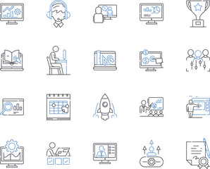 Corporation staff outline icons collection. Employees, Executives, Management, Personnel, Workers, Staffing, Personnel vector and illustration concept set. Officials, Administrators, Professionals