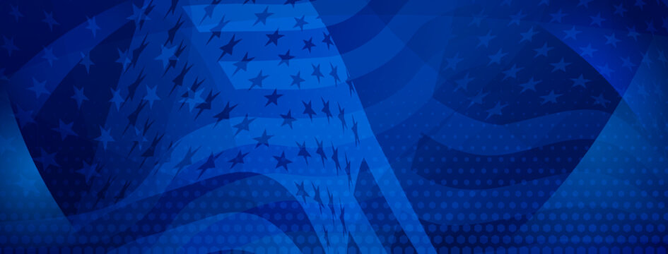 USA independence day abstract background with elements of the american flag in blue colors