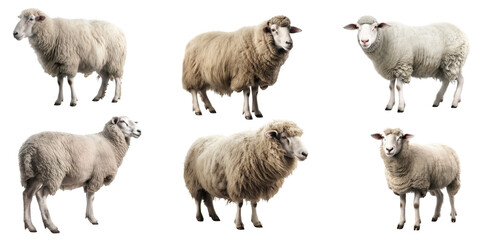 Sheep set over png background created with Ai - obrazy, fototapety, plakaty