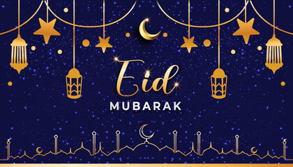 Naklejka premium Eid ul-Adha mubarak, Eid ul-Adha Greeting Card Design, Eid mubarak banner template, Eid mubarak Greeting Card Design, Eid mubarak 