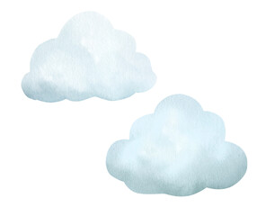 Watercolor illustration of clouds isolated on white background