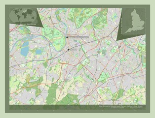 Royal Borough of Kingston upon Thames, England - Great Britain. OSM. Labelled points of cities