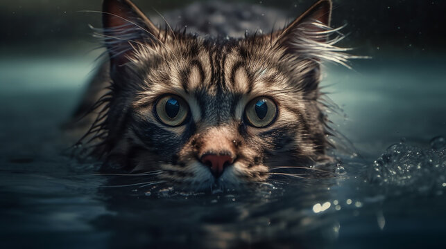 Katze schwimmt KI