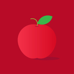 Red apple flat vector fruit illustration