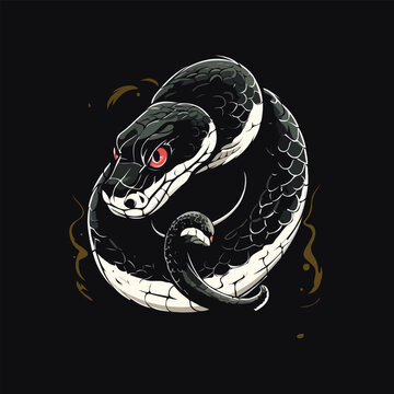 Black And White Snake Vector Art