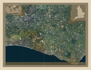 Lewes, England - Great Britain. High-res satellite. Labelled points of cities
