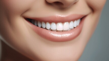 This is an advertisement for Banner's tooth whitening services, showcasing a close-up of a female's perfect white teeth with a shade guide to illustrate the bleach color.  Generative AI