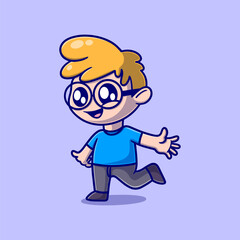 cute happy kids cartoon vector icon illustration. animal nature icon concept isolated premium vector. flat design