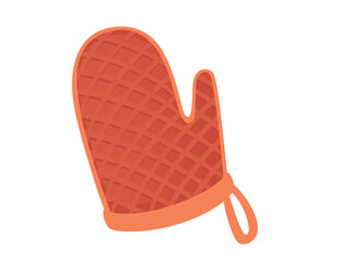 Grill protection glove red color safe equipment vector illustration isolated on white background