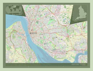 Liverpool, England - Great Britain. OSM. Labelled points of cities