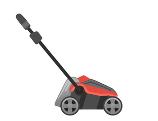 Lawn mower machine grass cutter gardening tool vector illustration isolated on white background