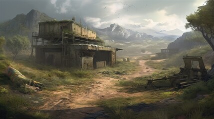 Fototapeta na wymiar Military Game Art Environments Background
