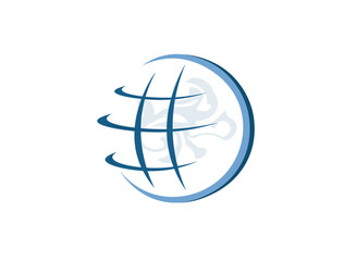 Illustration of globe logo design isolated on white background. Illustration drawing of globe logo with isolated background