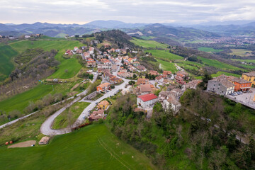 Obraz premium Aerial view of Peglio village in Italy