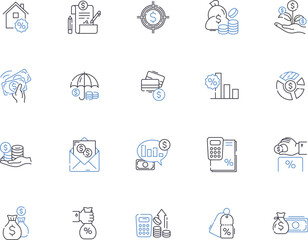 Sales people outline icons collection. Salespeople, Seller, Vendors, Merchandiser, Salesmen, Retailers, Peddlers vector and illustration concept set. Agents, Traders, Brokers linear signs