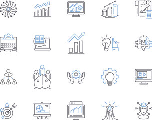 Strategy and idea outline icons collection. strategy, idea, planning, innovation, creativity, vision, mission vector and illustration concept set. values, objectives, goals linear signs