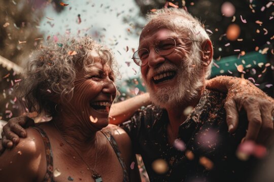 Heartwarming moment captured at a lively pride festival, where confetti rains down Generative AI