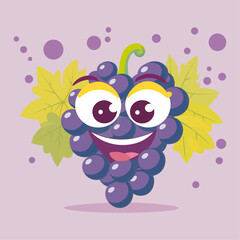 Download vector illustration of grapes. Funny grape. Funny grape character
