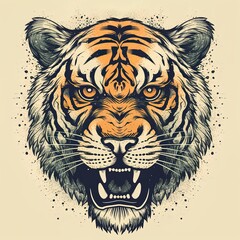 Tiger face art illustration, generative ai