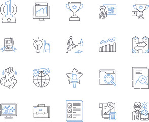 Business growth outline icons collection. Success, Expansion, Profitable, Development, Revenue, Advancement, Efficiency vector and illustration concept set. Prospects, Prosperity, Investing linear