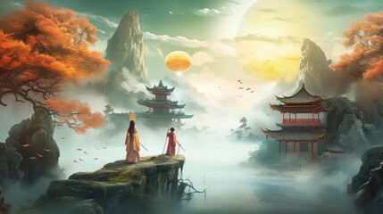 Chinese Style Fantasy Art - obrazy, fototapety, plakaty