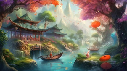 Fototapeta na wymiar Chinese Style Fantasy Art