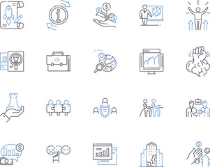 Company managers outline icons collection. Executives, Directors, CEOs, Supervisors, Controllers, Officers, Coordinators vector and illustration concept set. Execs, Superintendents, Principals linear
