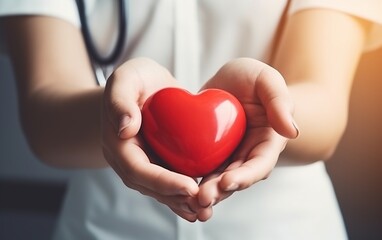 doctor holding heart.  Generative AI