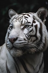 Fototapeta na wymiar Closeup of a Majestic White Bengal Tiger Combining Nature with Technology. Generative AI