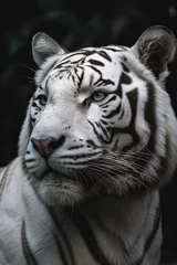 Tuinposter Closeup of a Majestic White Bengal Tiger Combining Nature with Technology. Generative AI © AIGen