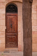 An ancient house doors in old town, Spain