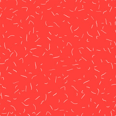 Vivid red abstract geometrical shapes seamless repeat pattern. Random placed, vector wavy lines all over surface print.