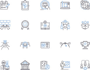 Education ceneter outline icons collection. Education, Center, Learning, Tutoring, Academy, Classes, Skills vector and illustration concept set. Training, Instructing, Instructors linear signs