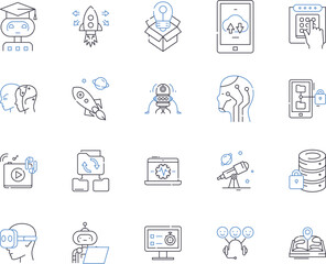 Cybersecurity outline icons collection. Cybersecurity, hacking, malware, encryption, phishing, data, virus vector and illustration concept set. intrusion, firewall, cybercrime linear signs