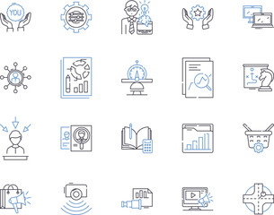 Strategy and idea outline icons collection. strategy, idea, planning, innovation, creativity, vision, mission vector and illustration concept set. values, objectives, goals linear signs