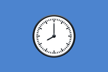 8 - 08:00 - h am pm - 20 - 20:00 - Analog wall clock in minimal design on blue background.