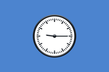 9 - 09:15 - h am pm - 21 - 21:15 - Analog wall clock in minimal design on blue background.