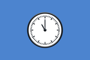 11 - 11:00 - h am pm - 23 - 23:00 - Analog wall clock in minimal design on blue background.