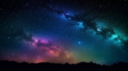Fototapeta na wymiar Multicolored Starry Night Sky: A Mesmerizing Celestial Background - AI Generated