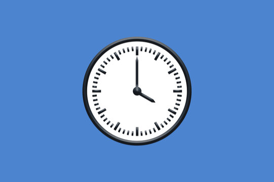 4 - 04:00 - h am pm - 16 - 16:00 - Analog wall clock in minimal design on blue background.