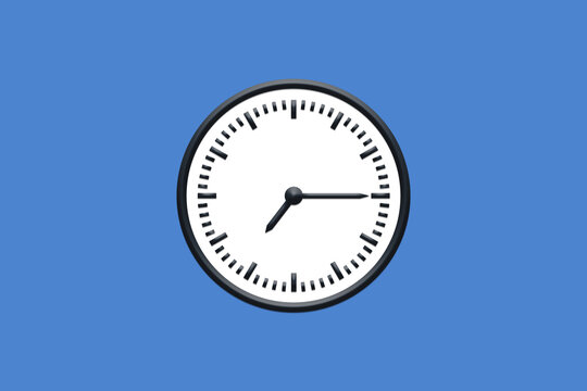 7 - 07:15 - h am pm - 19 - 19:15 - Analog wall clock in minimal design on blue background.